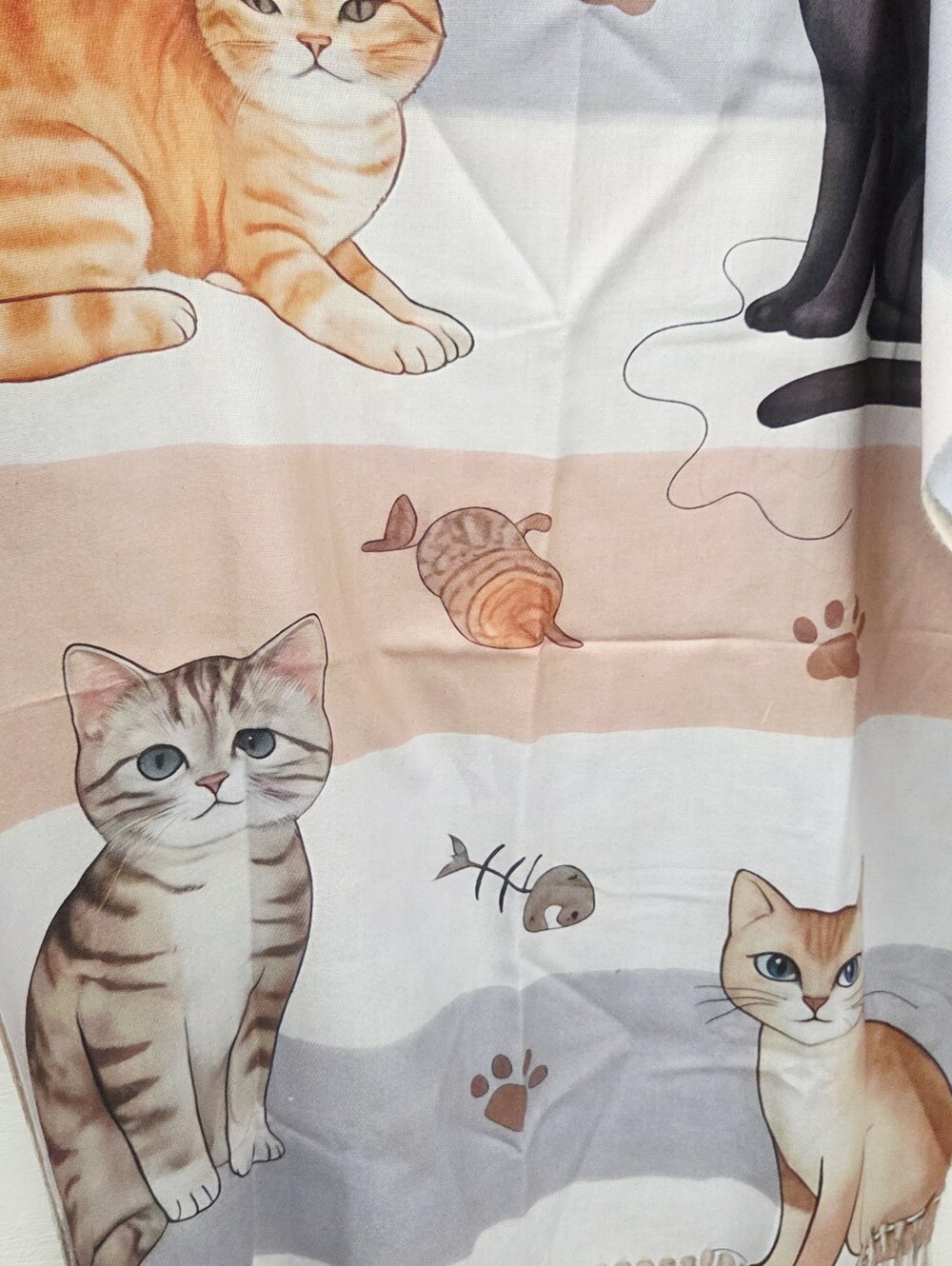 Cat Print Fringe Pet Blanket Scarf wrap - Pink and Cream - Picture 5 of 8